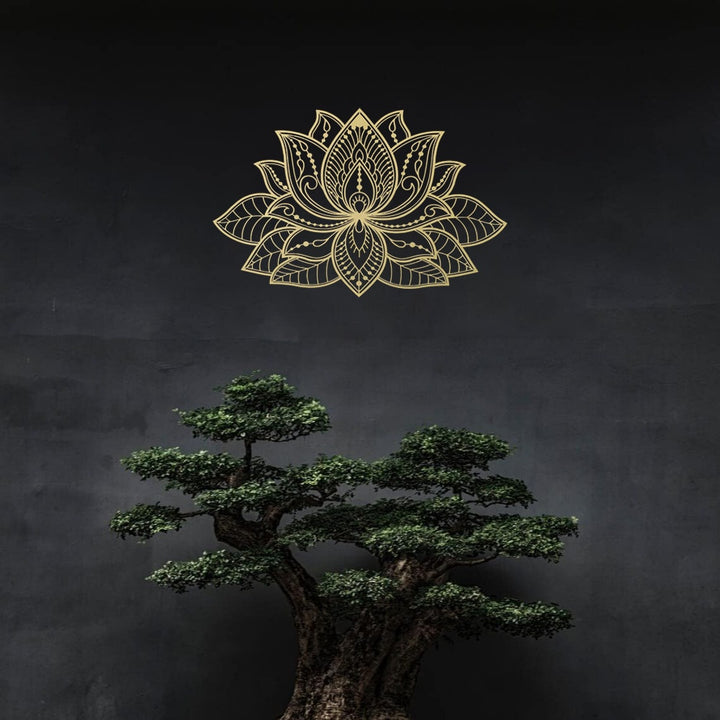 Radiant Lotus Mandala Metal Wall Art - Zen Bohemian Decor For Living Room