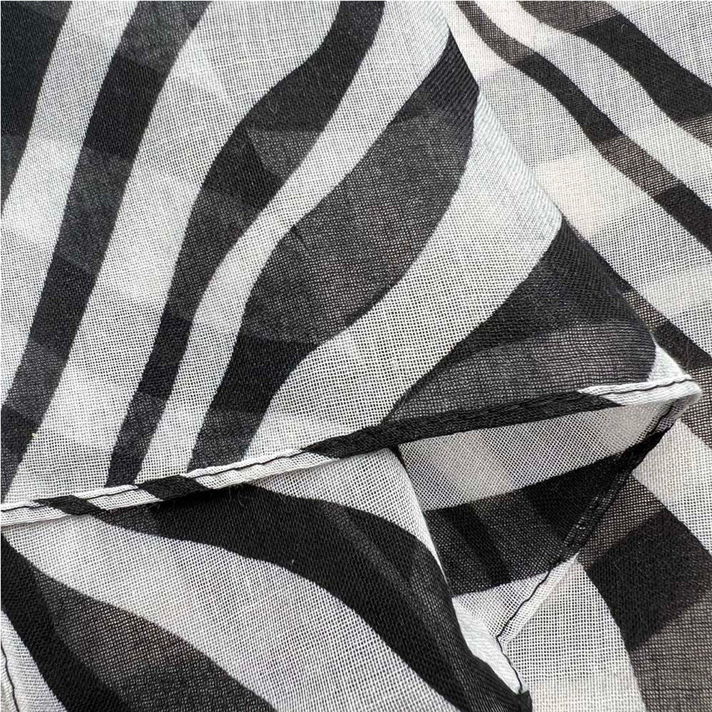 Lightweight Sheer Scarf ,Black White Monochrome Geometric Printed Modern Looks Scarf For Women And Men