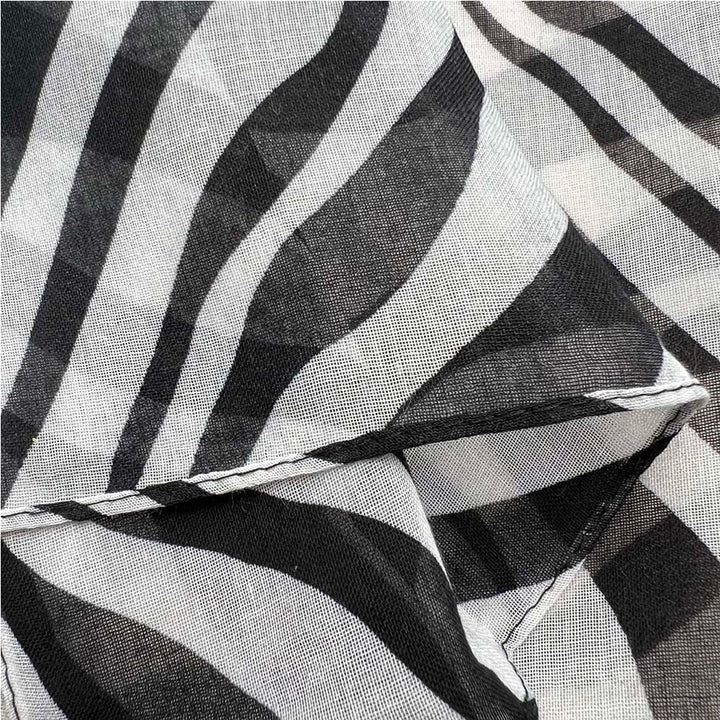 Lightweight Sheer Scarf ,Black White Monochrome Geometric Printed Modern Looks Scarf For Women And Men