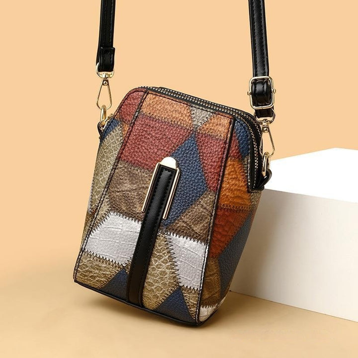 Patchwork PU Leather Crossbody Bag – Women’s Mini Shoulder Messenger Bag