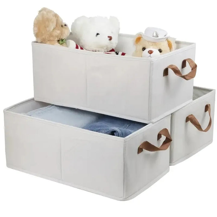 Portable Clothes Storage Box Foldable Thick Cloth Storage And Storage Bag For Organizing Bedroom Wardrobe Clothes With Window Storage Nano White And Linen Model.