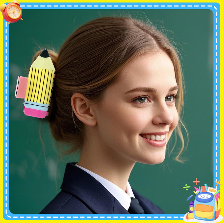 4-Piece Pencil Hair Claw Clips for Women — Non-Slip Sunflower & Leopard Print, Thick & Thin Hair