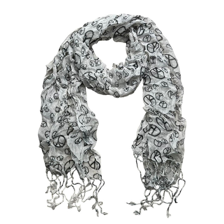 Black & White Print Viscose Scarf - Geometric Pattern Scarf 63inchx22inch