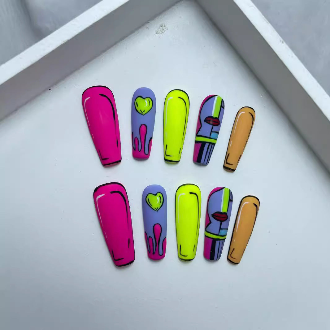 White Temperament Long Handmade Press-On Nails — Elegant Long Lift Shape