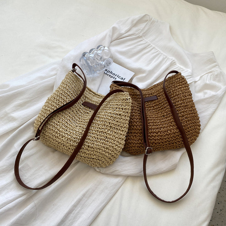 Woven Straw Shoulder Bag – Stylish Summer Handbag