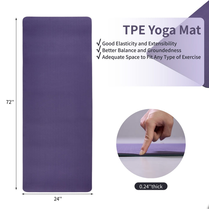 Yoga Mat, Exercise Yoga Mat With Non-Slip Design, Professional TPE Exericise Mat, 72 X 24  Multi-Purpose Workout Mat For Women, Pilates Fitness And Floor Exercises