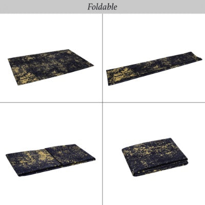 LOOM LUXE 5×8 ft Washable Area Rug — Low-Pile, Non-Slip, Non-Shedding, Foldable, Kid & Pet Friendly (Black / Cream)