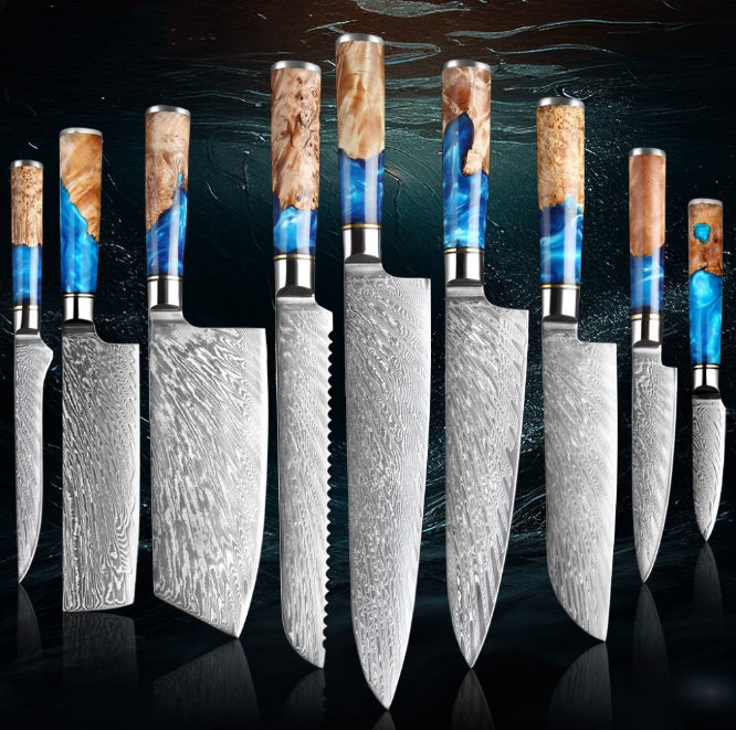Professional Damascus Style Chef Knife Set – Premium Stainless Steel Kitchen Knives