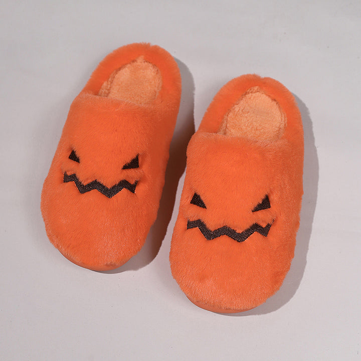 Halloween Pumpkin Plush Warm Indoor Slippers