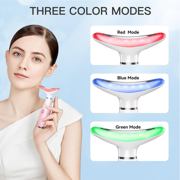 3-in-1 Face & Neck Massager — Thermal Heat + Vibration + EMS Face Sculpting Tool for Skin Tightening
