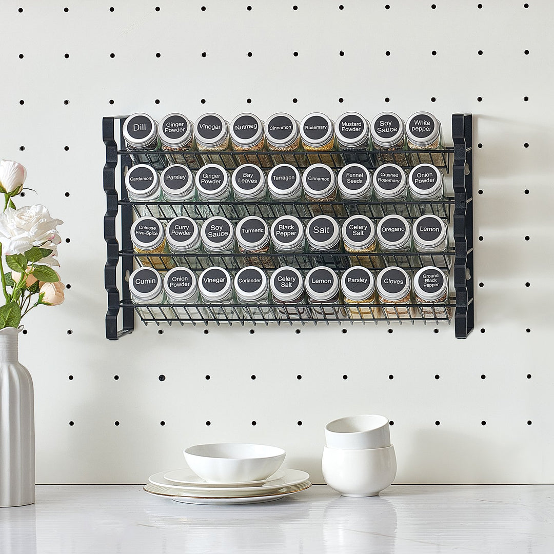 Large Spice Rack Organizer — 23×16in Cabinet & Countertop Seasoning Organizer (Black)