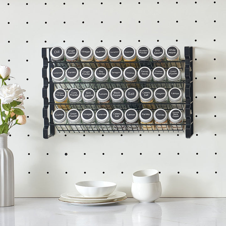 Large Spice Rack Organizer — 23×16in Cabinet & Countertop Seasoning Organizer (Black)
