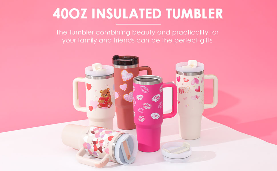 40 oz Insulated Tumbler with Handle & Straw — Stainless Steel Spill-Proof Vacuum Mug for Car, Gym, Office & Travel (30+ Colours)