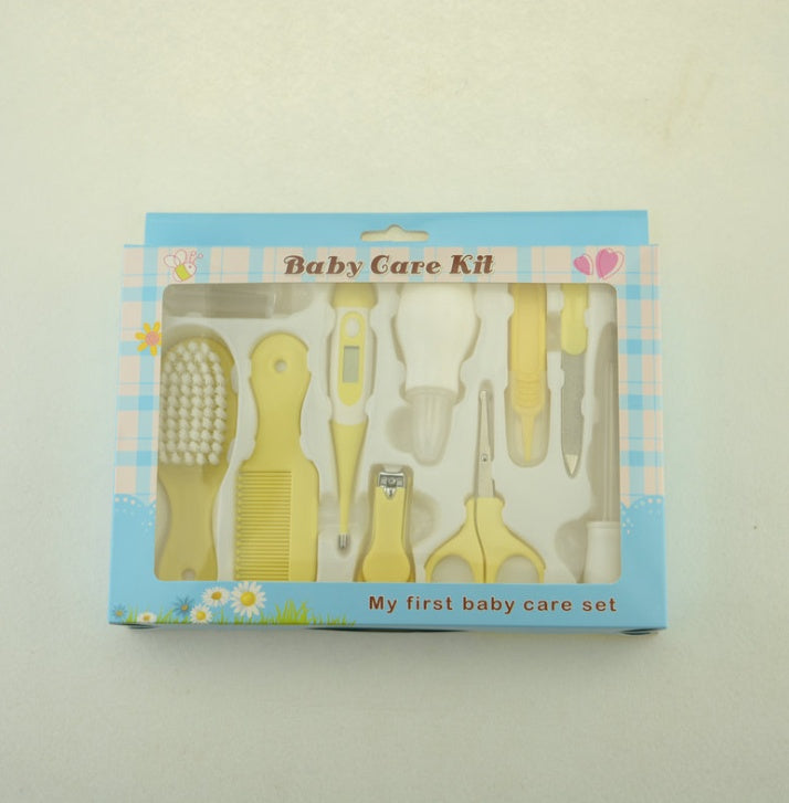 Baby 10-Piece Manicure & Care Kit — Infant Nail Clipper, Thermometer & Nasal Care Set (5 Colours)