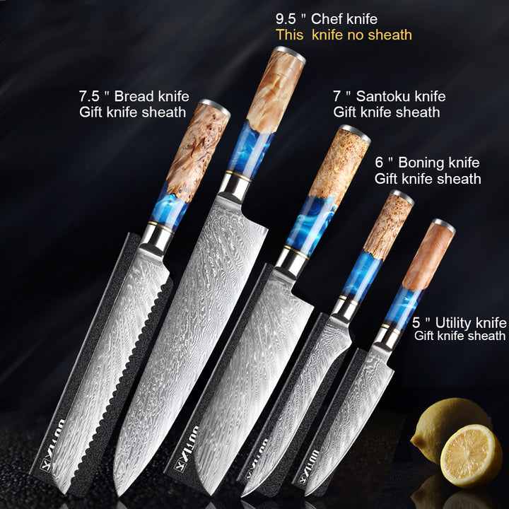 Professional Damascus Style Chef Knife Set – Premium Stainless Steel Kitchen Knives