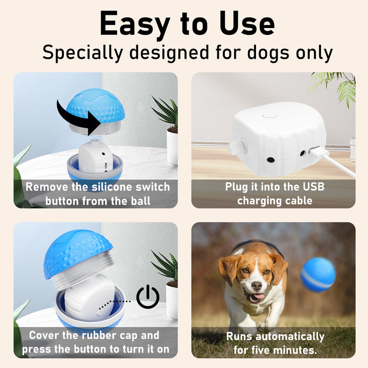 Smart Automatic Rolling Dog Ball – USB Rechargeable Interactive Pet Toy