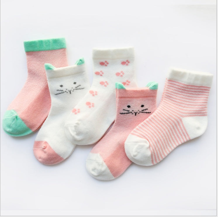 5-Pack Children's Breathable Cotton Summer Socks — Soft Colourful Socks for Boys & Girls (Multiple Sizes)