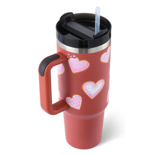 40 oz Insulated Tumbler with Handle & Straw — Stainless Steel Spill-Proof Vacuum Mug for Car, Gym, Office & Travel (30+ Colours)