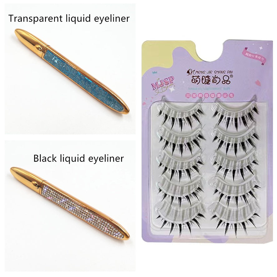 Self-Adhesive Eyeliner False Lashes — 25+ Styles, 3 Liner Colours (Black / Coffee / Transparent)