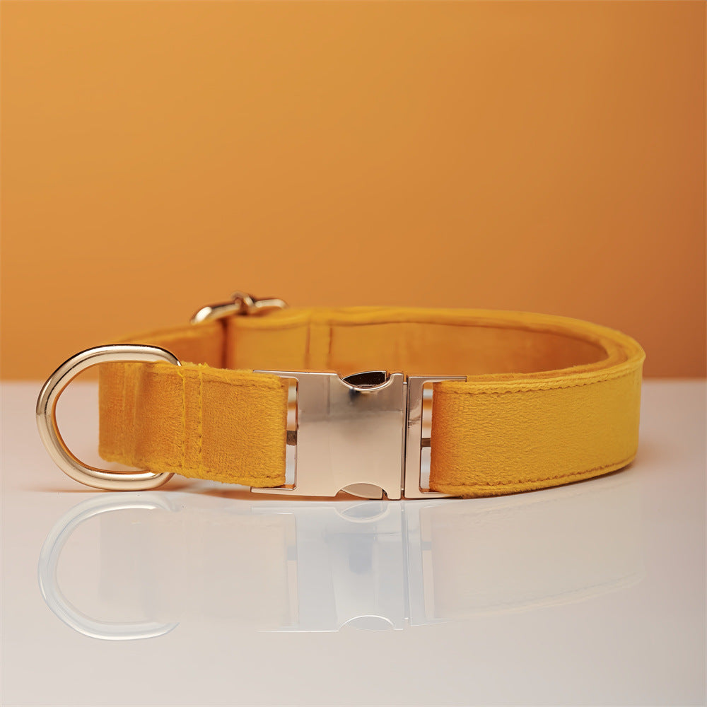 Premium Velvet Dog Collar &amp; Leash Set with Bow Tie – Personalized Engraved Buckle