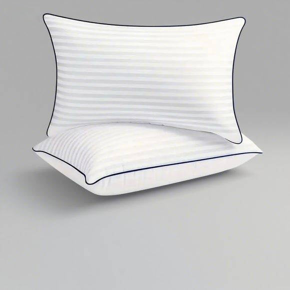 Striped Bed Pillow — Hotel-Style Classic Stripe Single Pillow for Sleeping Comfort