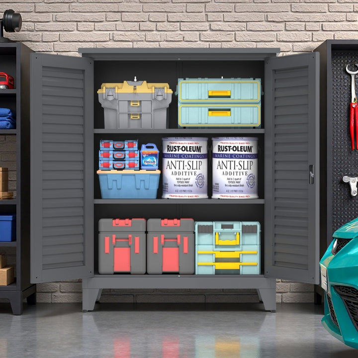 47in Tall Metal Tool Storage Cabinet — Multi-Room Organiser for Garage, Garden, Office & Utility Room (Slate)
