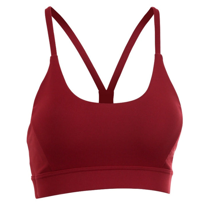 Back Mesh Triangle Push-Up Sports Bra – Racerback Padded Yoga &amp; Gym Bra