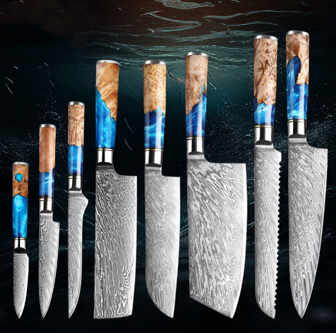 Professional Damascus Style Chef Knife Set – Premium Stainless Steel Kitchen Knives