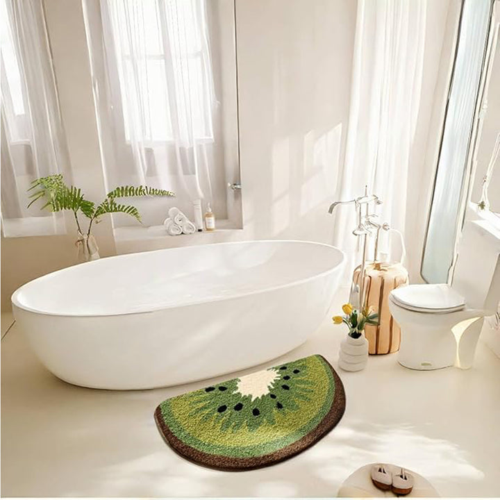 Kiwi Fruit Bathroom Rug — Cute Highly Absorbent Non-Slip Bath Mat with Kiwi Print (Green)