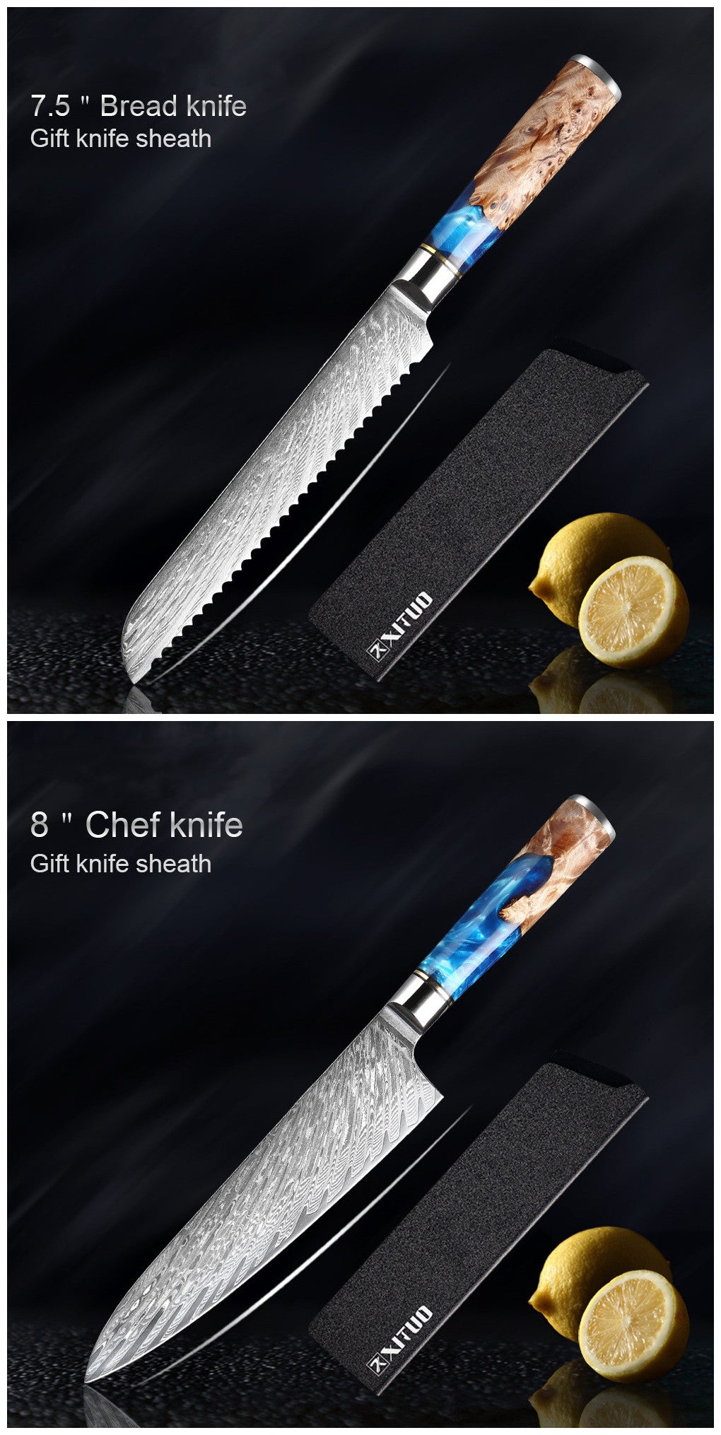 Professional Damascus Style Chef Knife Set – Premium Stainless Steel Kitchen Knives