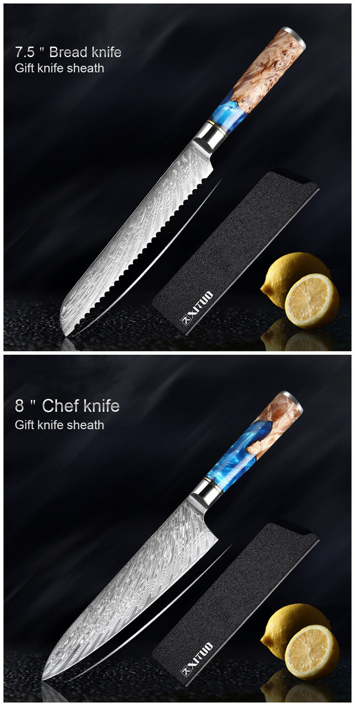 Professional Damascus Style Chef Knife Set – Premium Stainless Steel Kitchen Knives