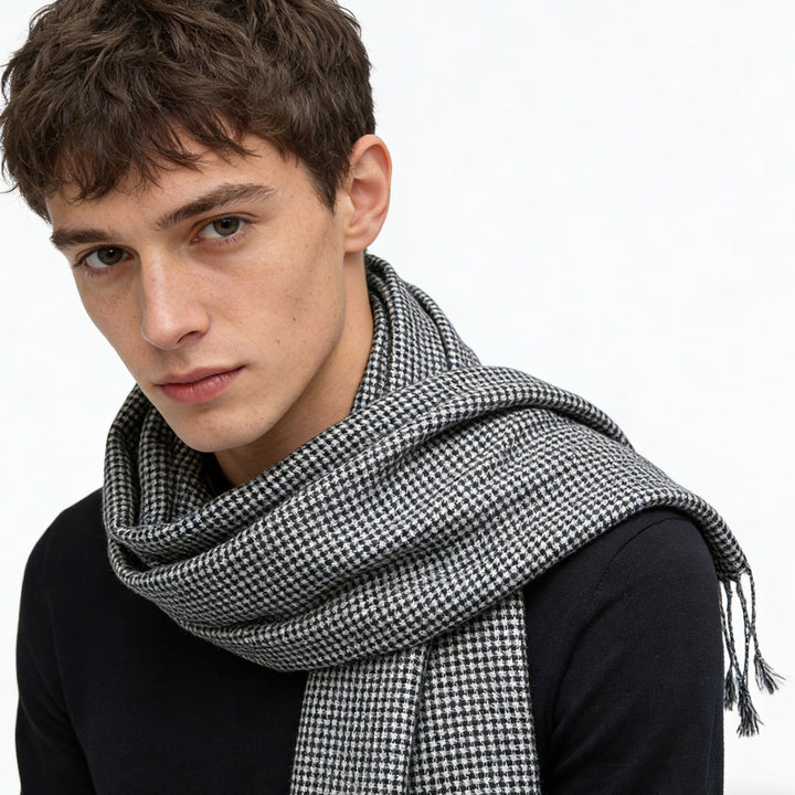 2pcs Modern Edge With Classic Colors Black White Graphic Jacquard Scarf ,Luxe Look For Evening Wear,Scarf,vacation,daily Life,evening Party,Office Appropriate Subtlety For Women Men