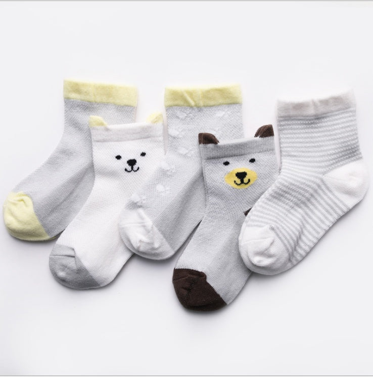 5-Pack Children's Breathable Cotton Summer Socks — Soft Colourful Socks for Boys & Girls (Multiple Sizes)