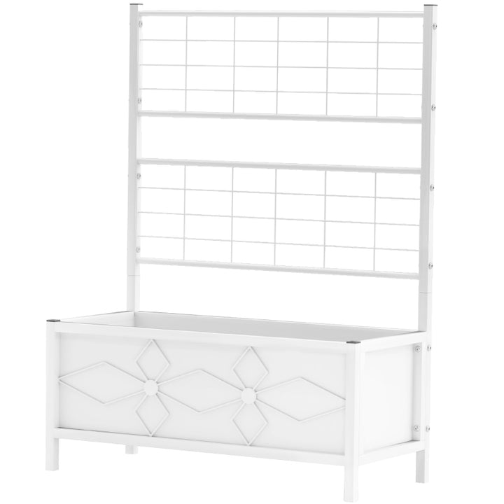 Outdoor Planter Box Galvanized Raised Garden Bed With Trellis For Climbing Vines