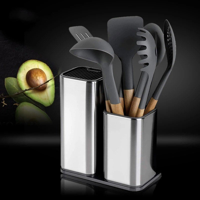 Stainless Steel Kitchen Knife & Utensil Storage Holder