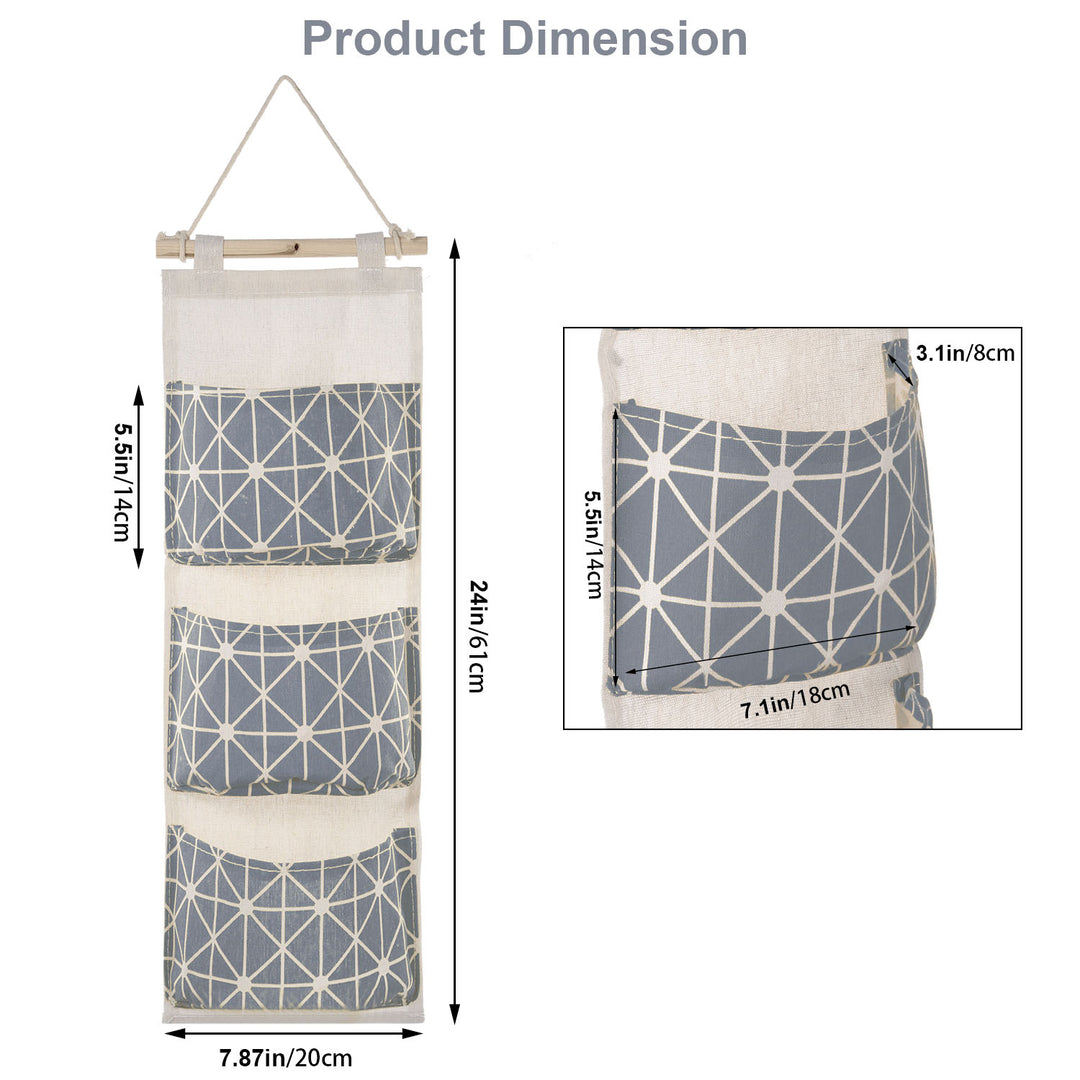 1Pc Wall Mounted Storage Bag Door Closet Hanging Storage Bag Organizer Waterproof 3 Pockets Pouch