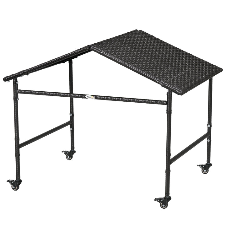 Outdoor Rattan Dog Shade Shelter with Wheels