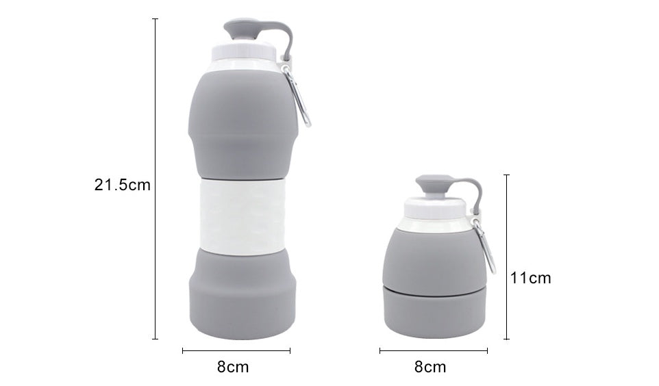 Foldable Silicone Water Bottle — Collapsible Reusable BPA-Free Travel Bottle, 7 Colours