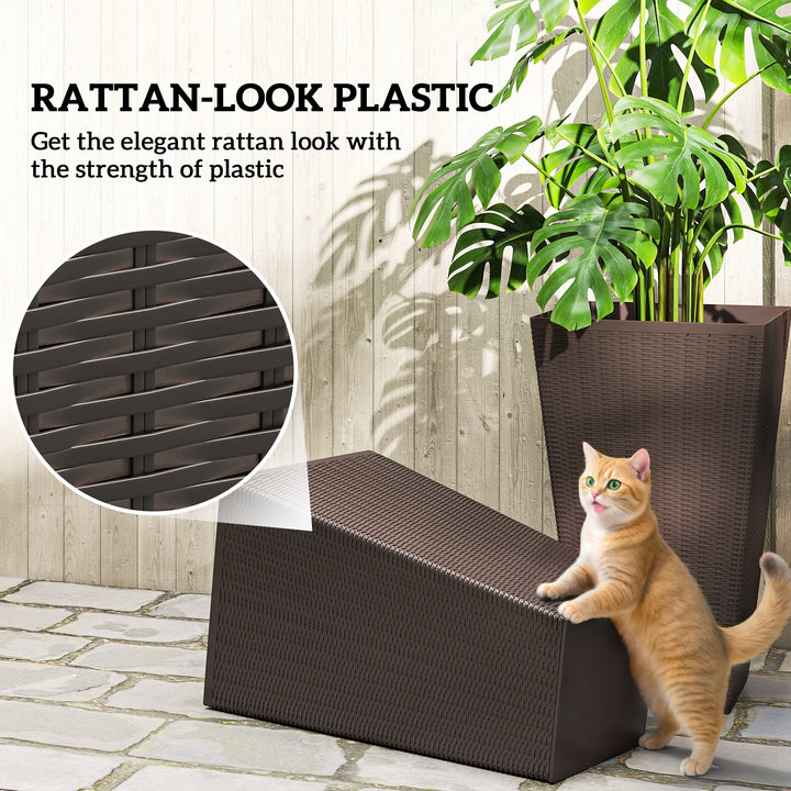 Set of 3 Tall 24in Outdoor Planters — Drainage Hole, Flower Pots for Porch, Front Door, Entryway, Patio & Deck (Brown)