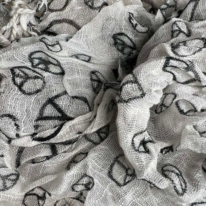 Black & White Print Viscose Scarf - Geometric Pattern Scarf 63inchx22inch
