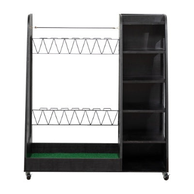 Premium Wooden Golf Bag Organizer — 2-Bag Storage Rack for Garage, Shed, Car & Basement (Black/Brown)