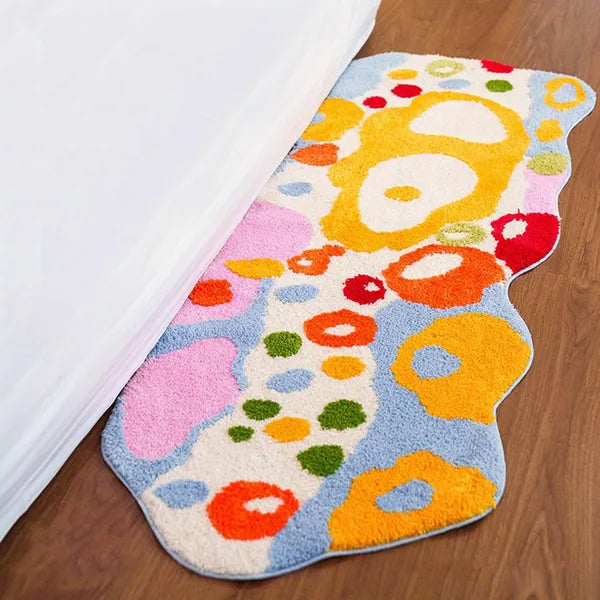 Colourful Cartoon Flower Runner Rug — Super Soft Non-Slip Quick-Drying Long Bath Mat for Bathroom, Kitchen & Bedroom