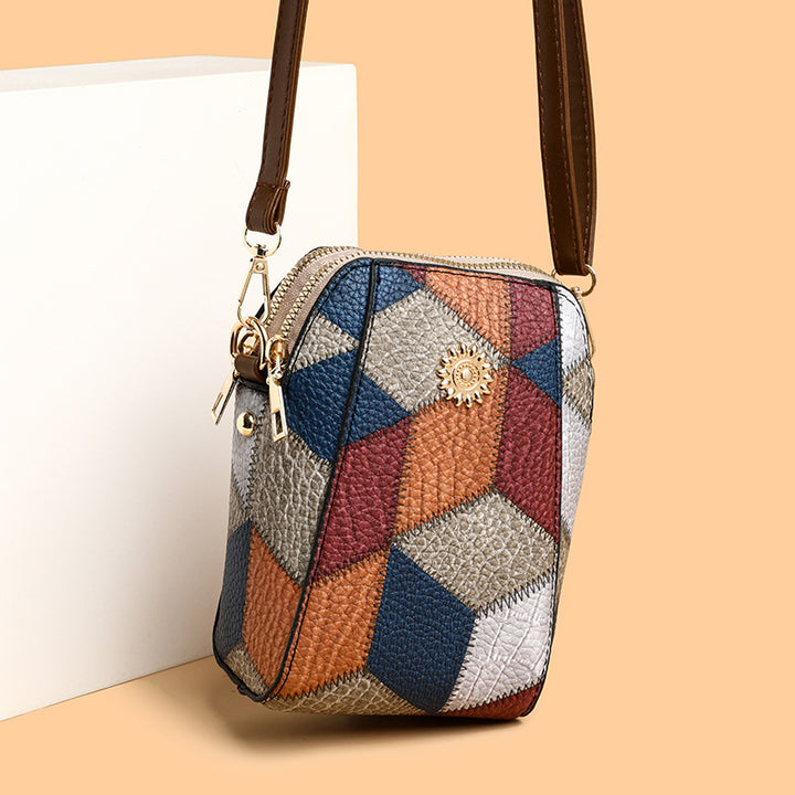 Patchwork PU Crossbody Bag – Stylish Mini Shoulder Travel Bag