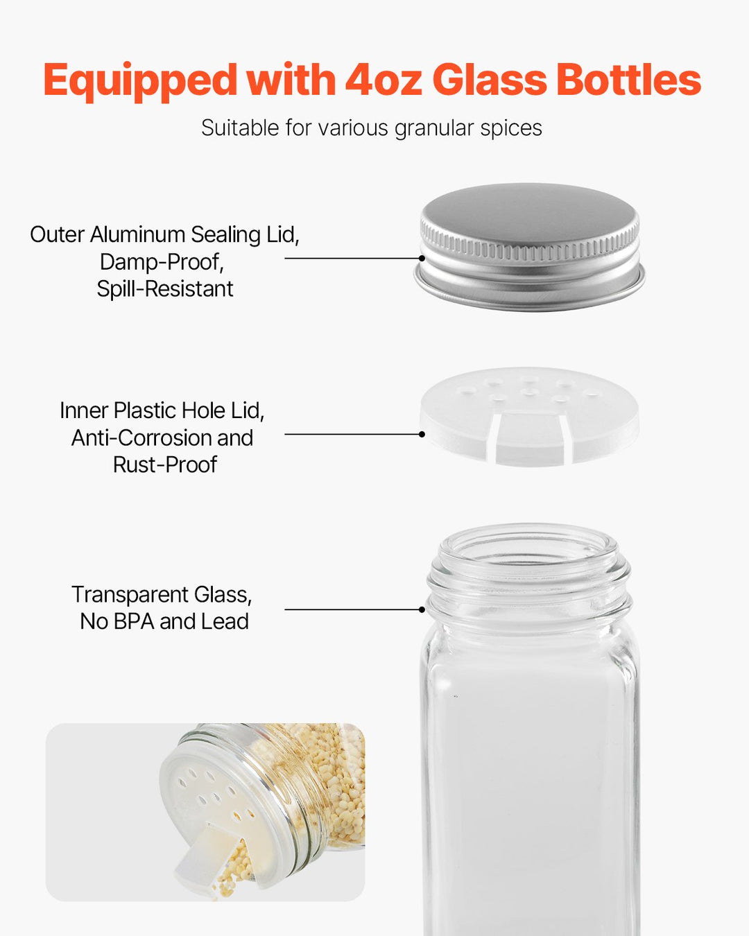 Large Spice Rack Organizer — 23×16in Cabinet & Countertop Seasoning Organizer (Black)