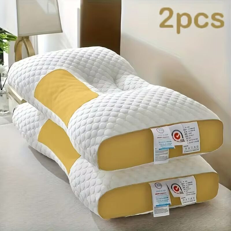 YBZ 3D Knitted Cotton Massage Pillow — Set of 2, Therapeutic Textured Surface, Purple, Pink & Yellow
