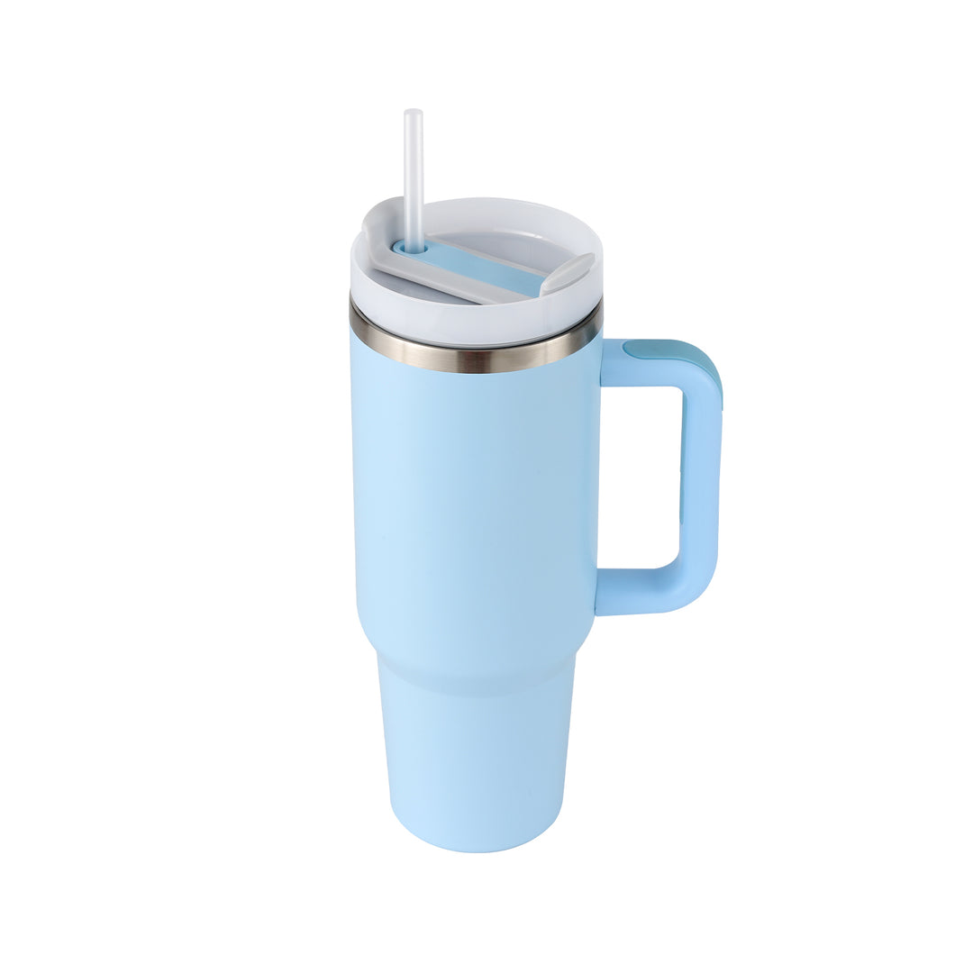 40 oz Insulated Tumbler with Handle & Straw — Stainless Steel Spill-Proof Vacuum Mug for Car, Gym, Office & Travel (30+ Colours)