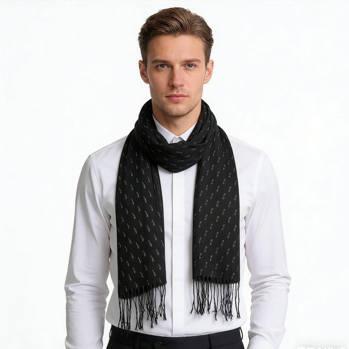 Elegant Abstract Evening Scarf,Black Printed Scarf,Versatile Everyday Scarf ,Pairs With All Casual Outfits,Office Appropriate Subtlety For Women Men