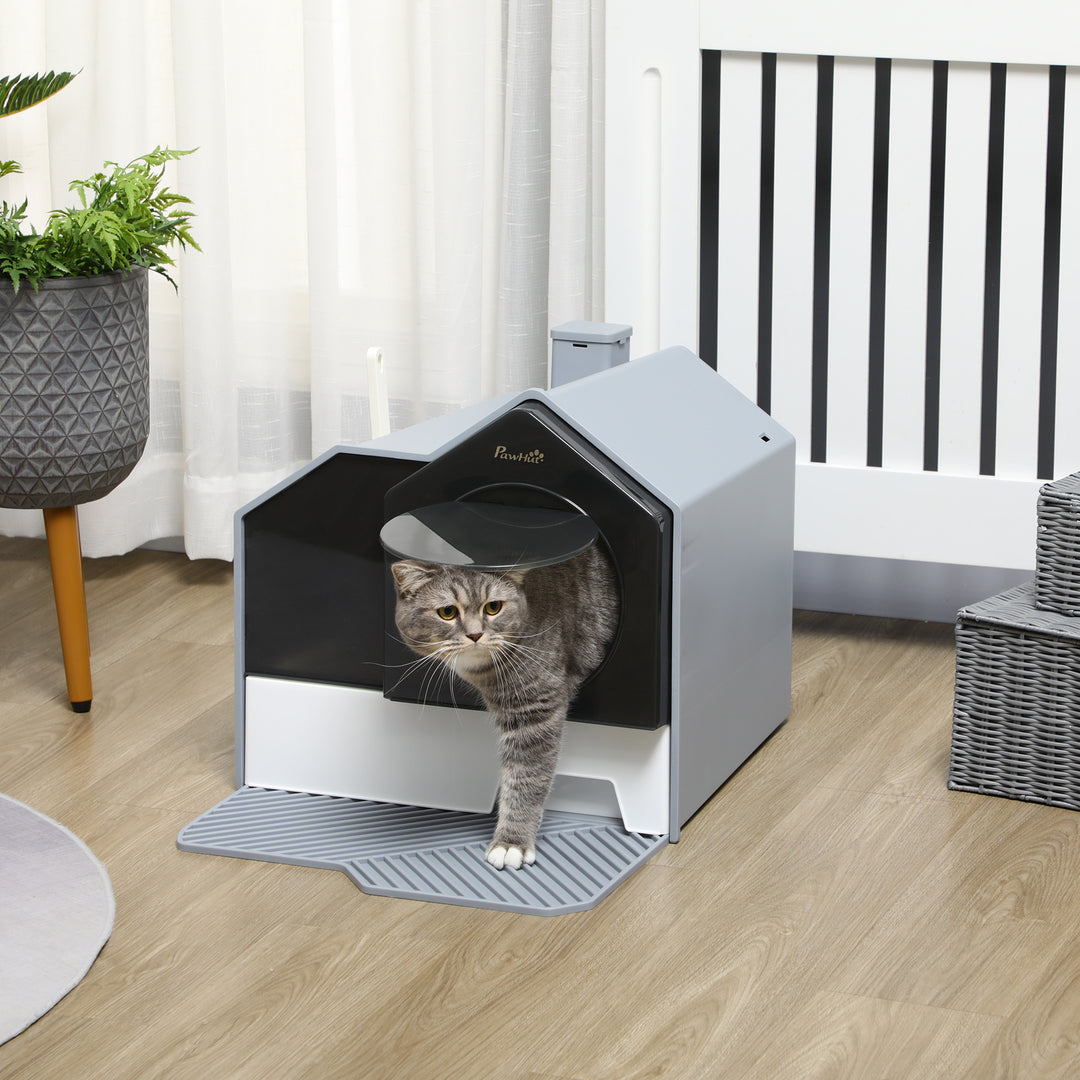 Enclosed Cat Litter Box with Drawer Cleaning System