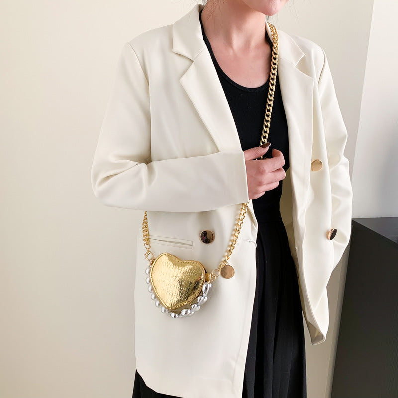 Mini Heart Pearl Handbag – Cute Chain Lipstick Shoulder Bag