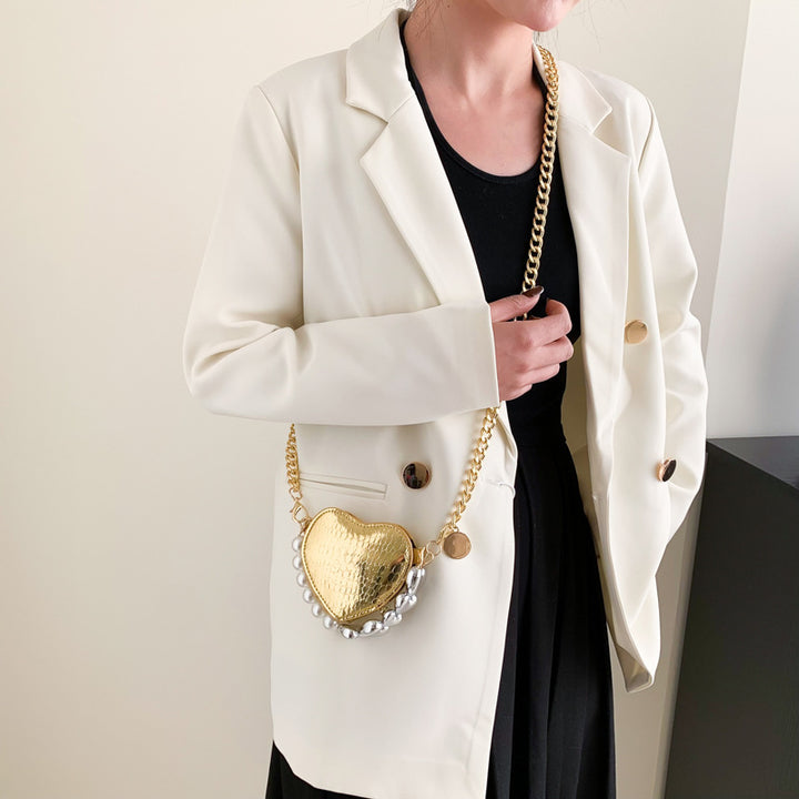 Mini Heart Pearl Handbag – Cute Chain Lipstick Shoulder Bag